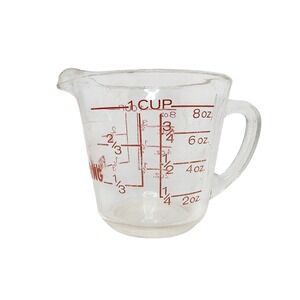 Fire King 1 Cup‎ Glass Measuring Cup Red Lettering Vintage